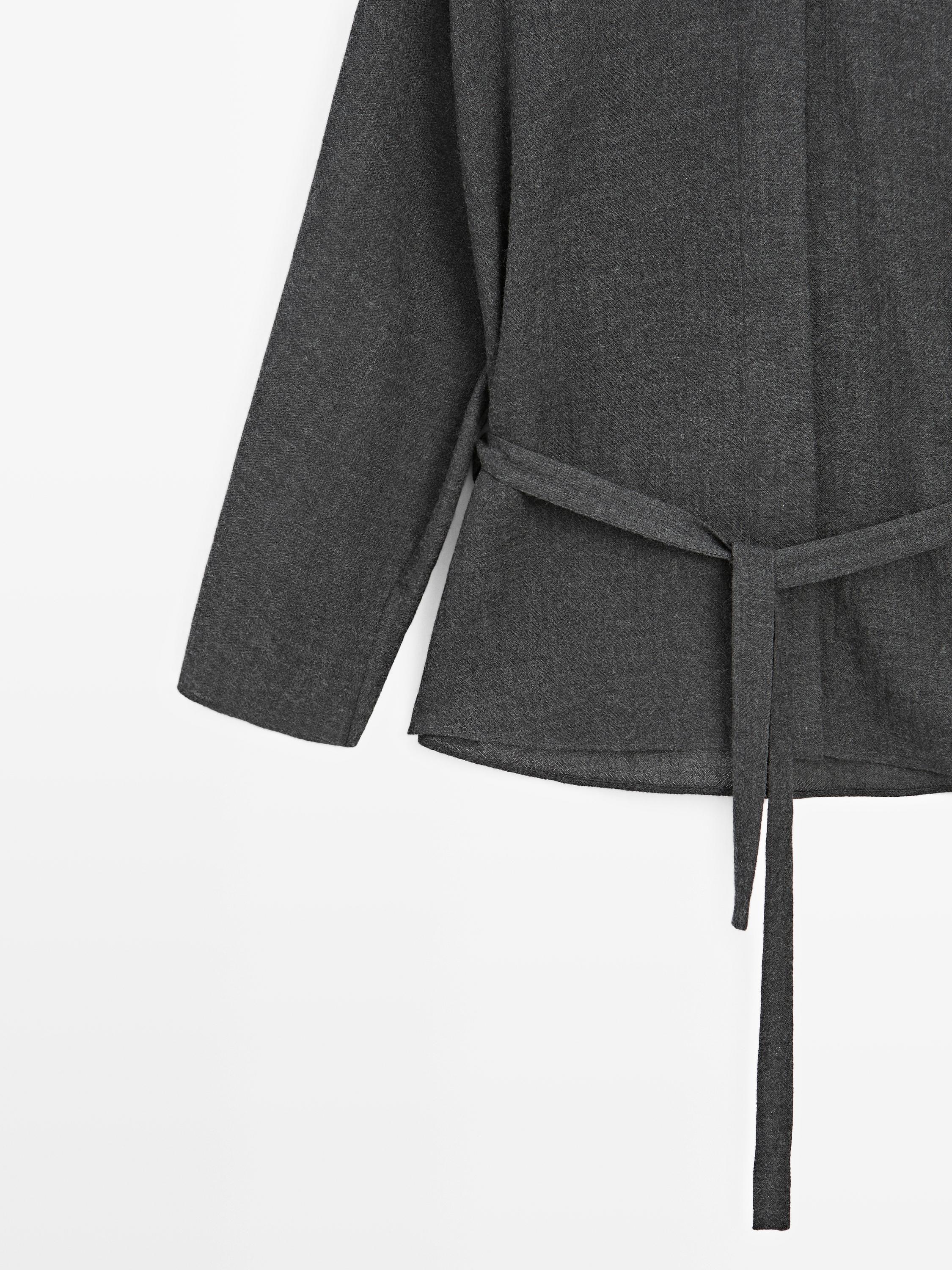 Felt texture shirt with tie detail